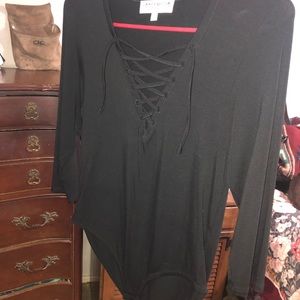 Black lace up body suit